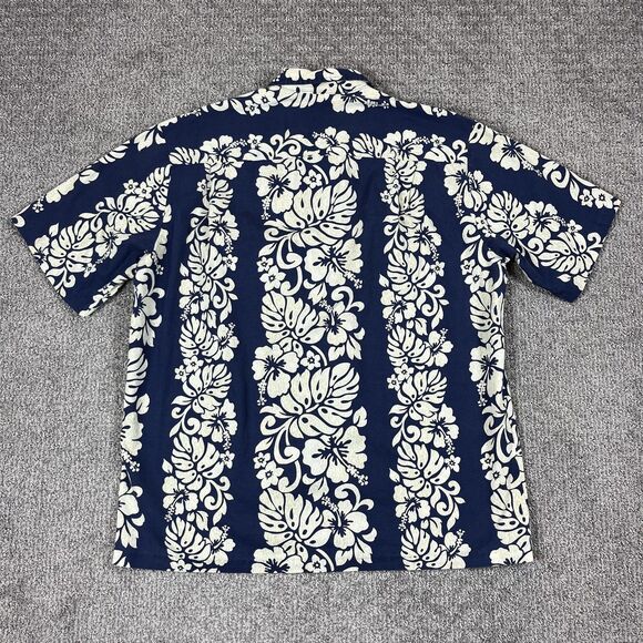 Royal Creations Shirt Mens Large Blue White Hawaiian Aloha Floral Tiki Tropical - Picture 2 of 6